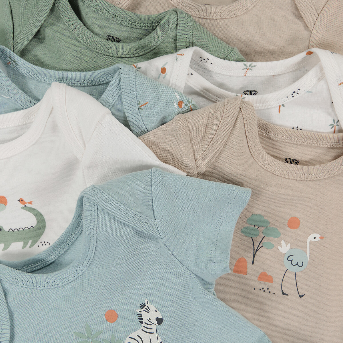 Lot de 7 bodies manches courtes assortis, LA REDOUTE COLLECTIONS
