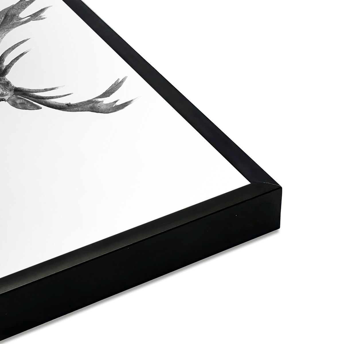 Affiche encadrée cerf en noir et blanc dans la brume affiche + cadre en métal - noir, HEXOA