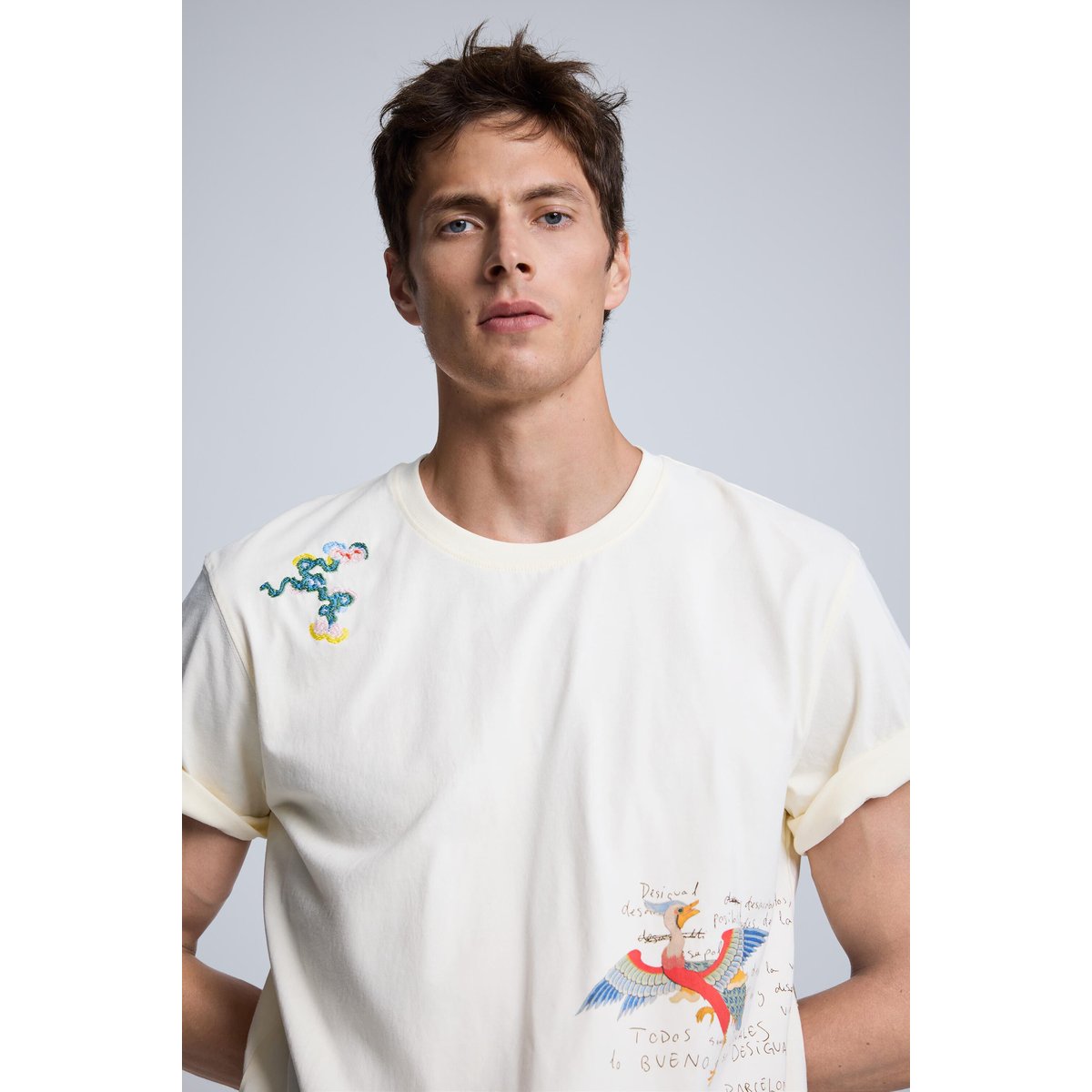 T-shirt brodé multicolore, DESIGUAL