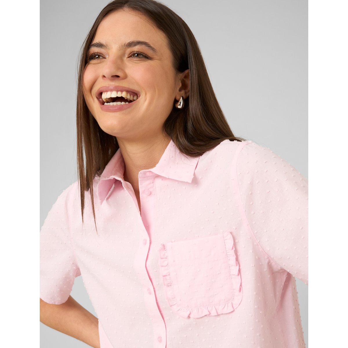 Chemise manches courtes rose pâle, BZB