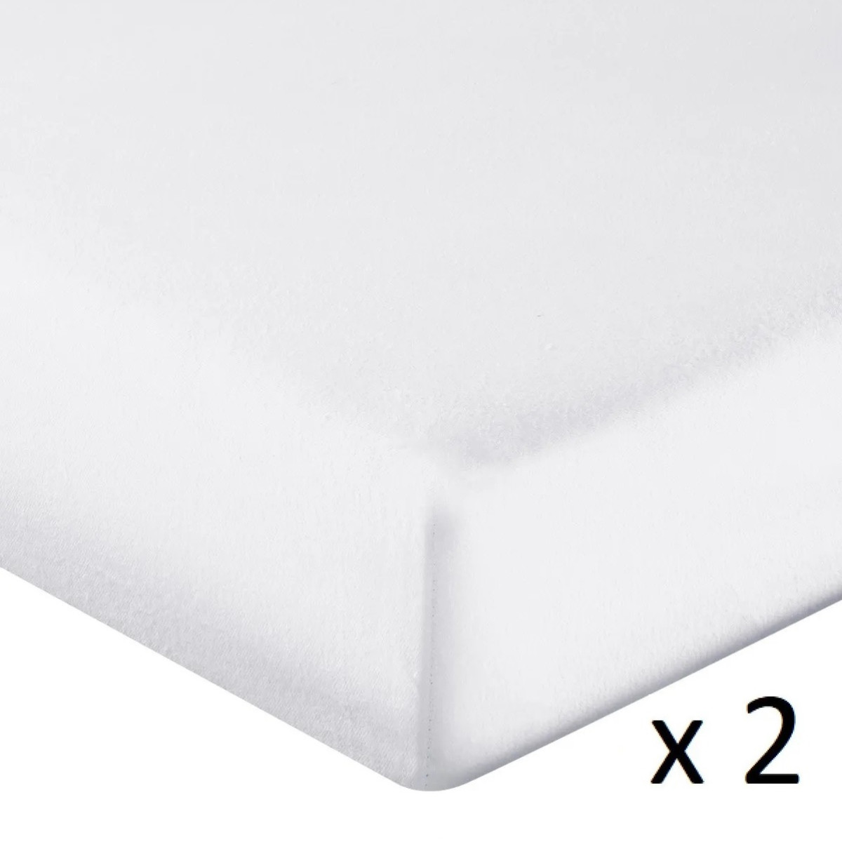 Lot de 2 protège-matelas molleton en coton bonnet 30 cm 200 g/m² CONFORT blanc, SENSEI MAISON