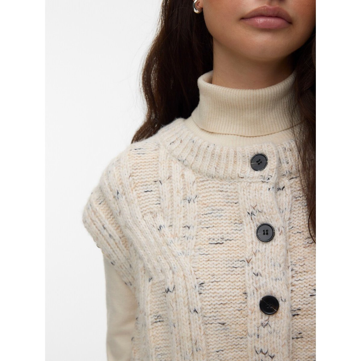 Gilet sans manches boutonné ecru, VERO MODA