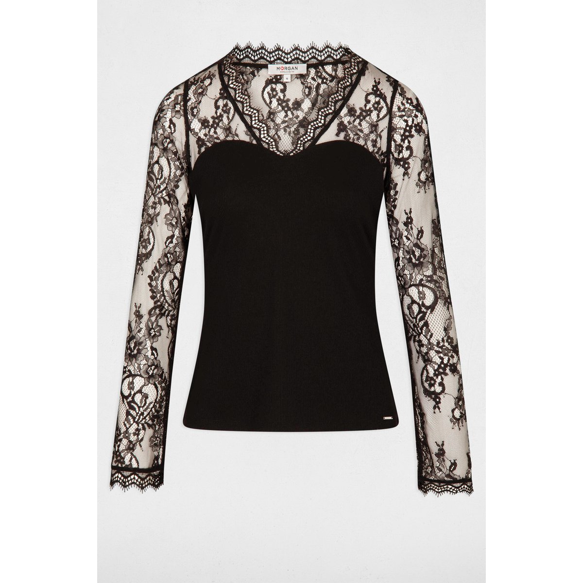 T-shirt manches longues noir, MORGAN