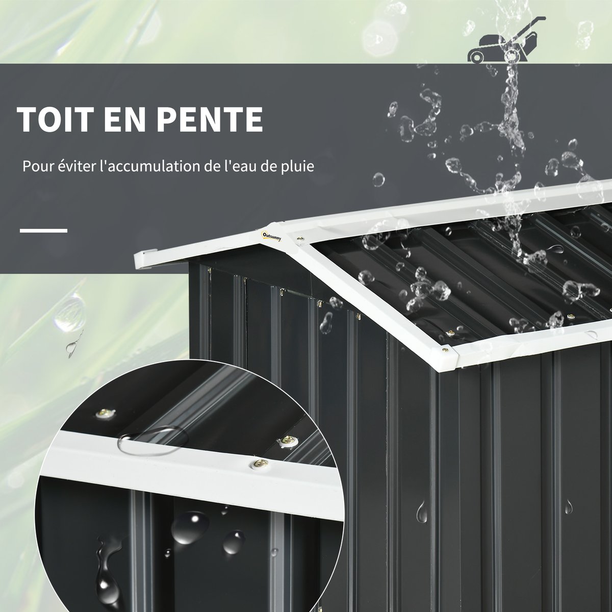 Abri pour tondeuse à gazon Acier Gris gris, OUTSUNNY