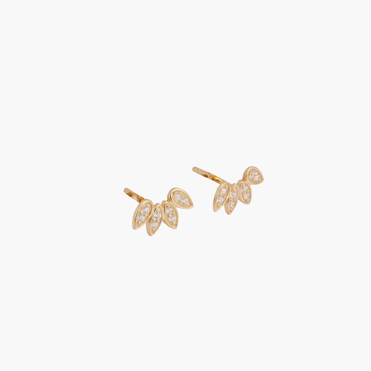 Puces d'oreilles pétales de zircon - argent 925 doré doré, BALABOOSTE