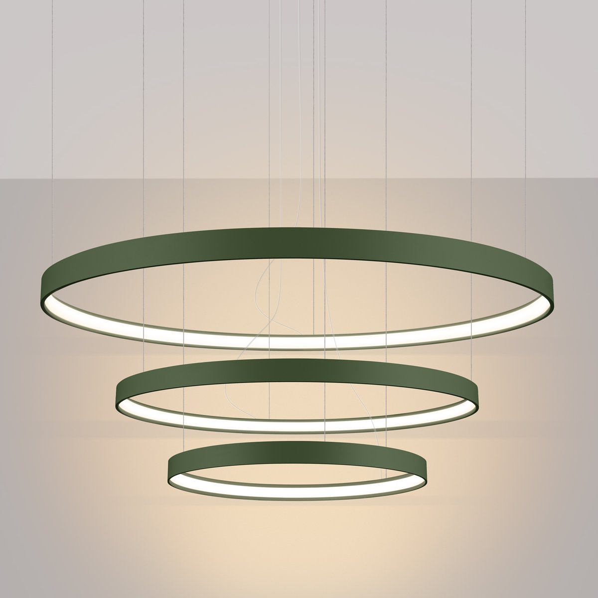 Lustre Aluminium Vert Olive LED 3 Rio vert olive, EDEN