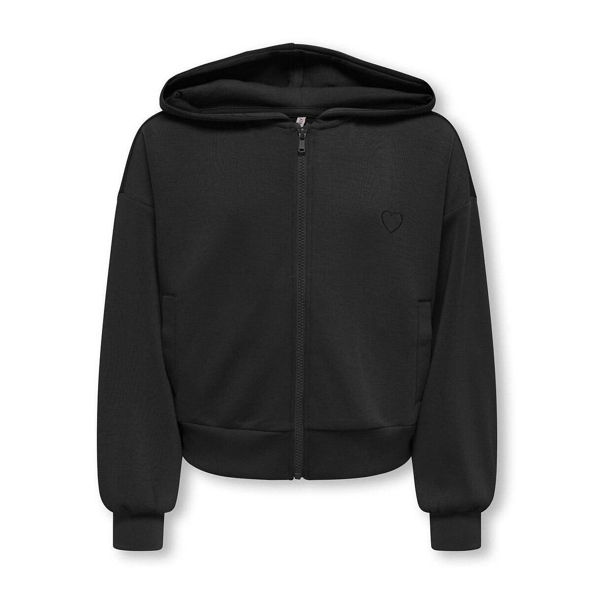 Sweatjacke mit Kapuze und Reissverschluss schwarz, KIDS ONLY