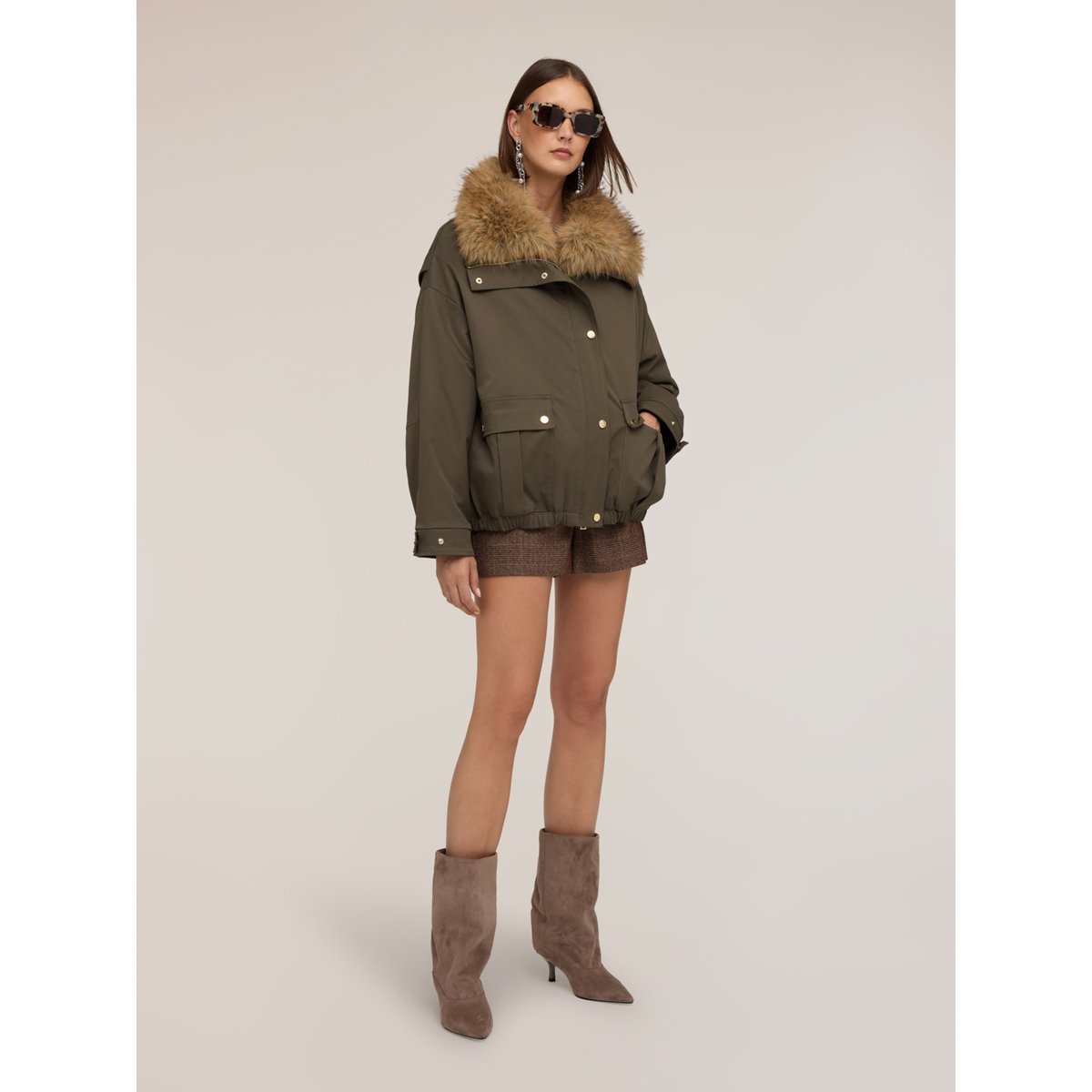 Veste oversize à col verde militare, MOTIVI