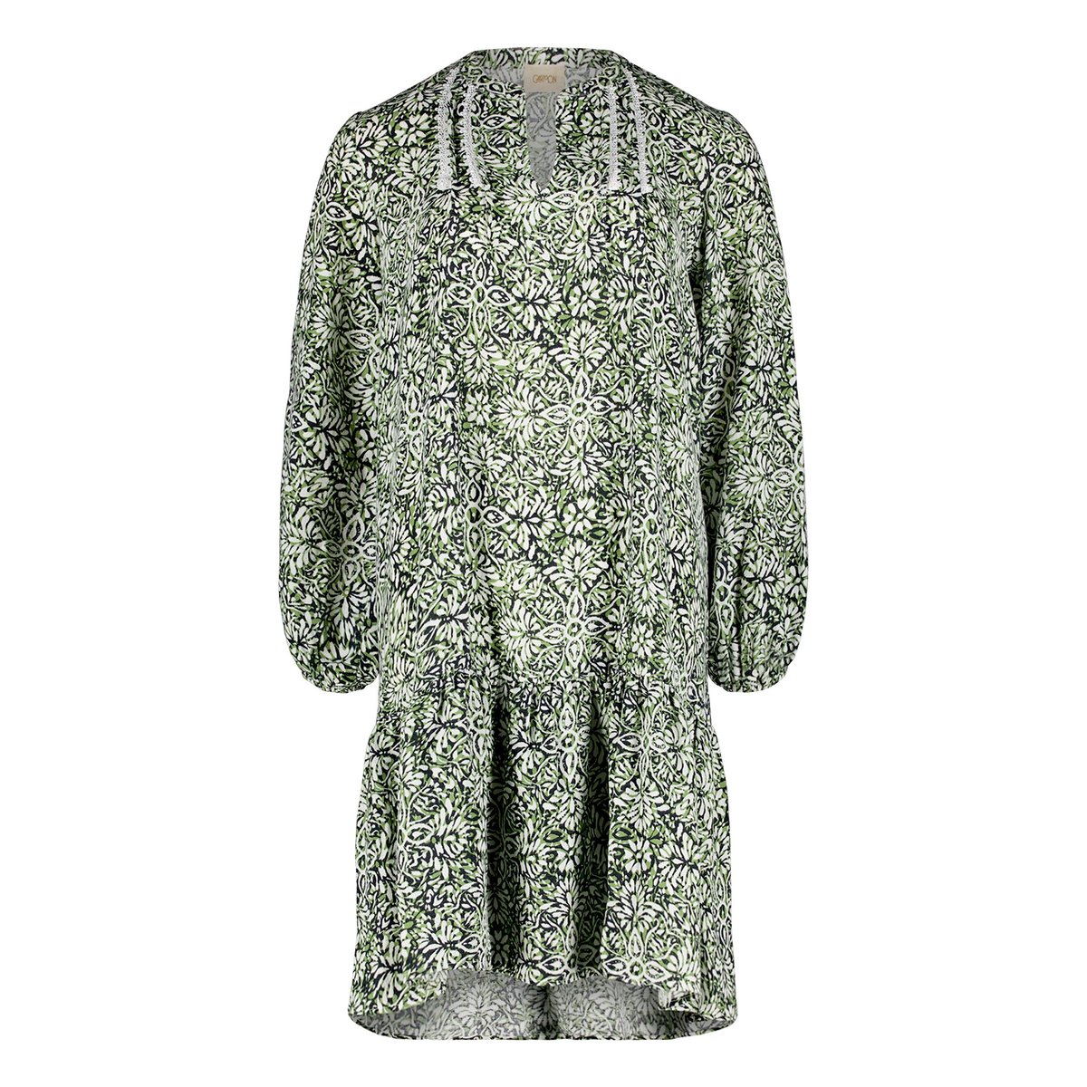 Robe à volants à nervures cream/green, CARTOON