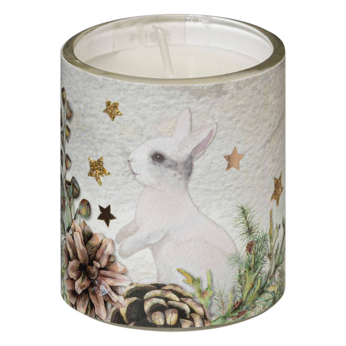 Bougie parfumée photophore bois 45g x6 blanc, FEERIC LIGHTS & CHRISTMAS