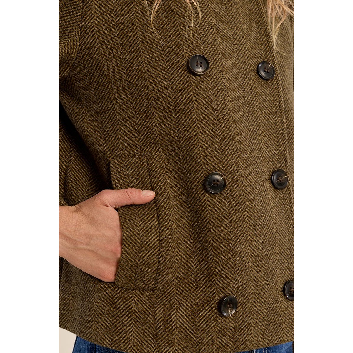 Veste courte à chevrons khaki, MOLLY BRACKEN