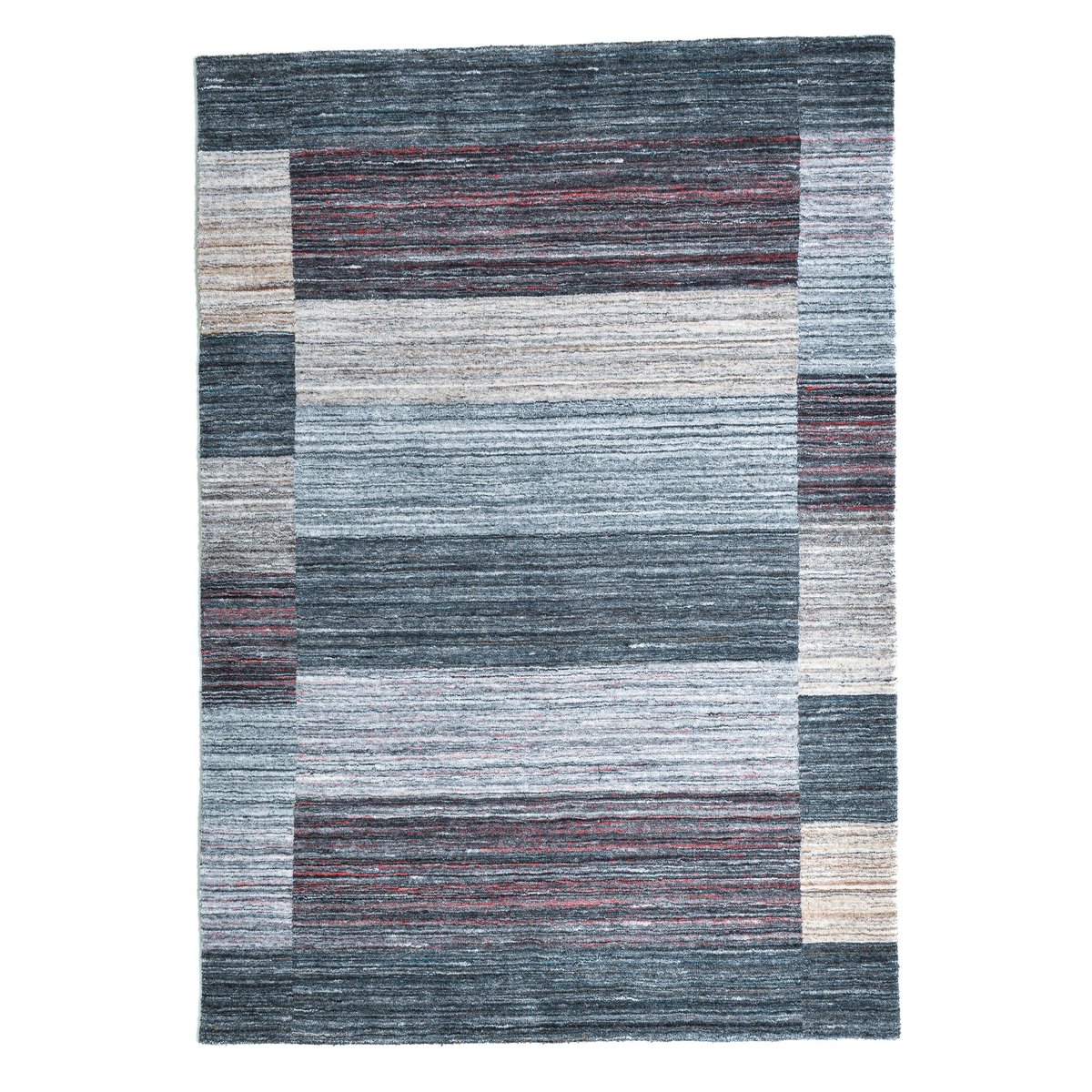 Tapis Kenley fait main en polyester gris foncé, THEKO