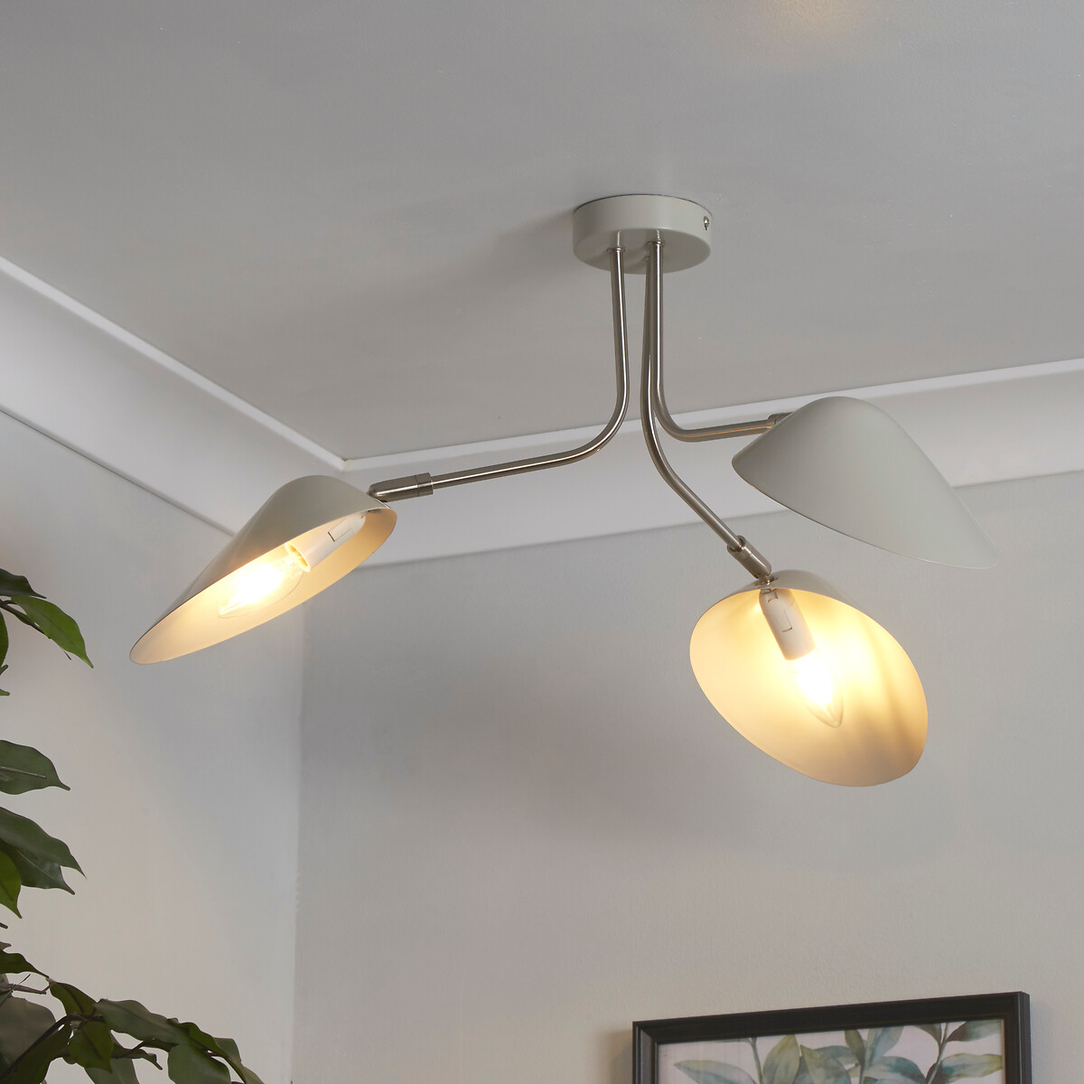 Granby 3-Light Metal Shade Semi-Flush Ceiling Light chrome, SO'HOME