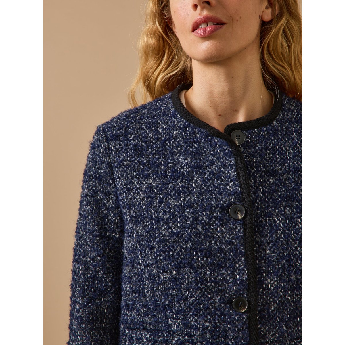 Veste sans col tweed marine, CYRILLUS