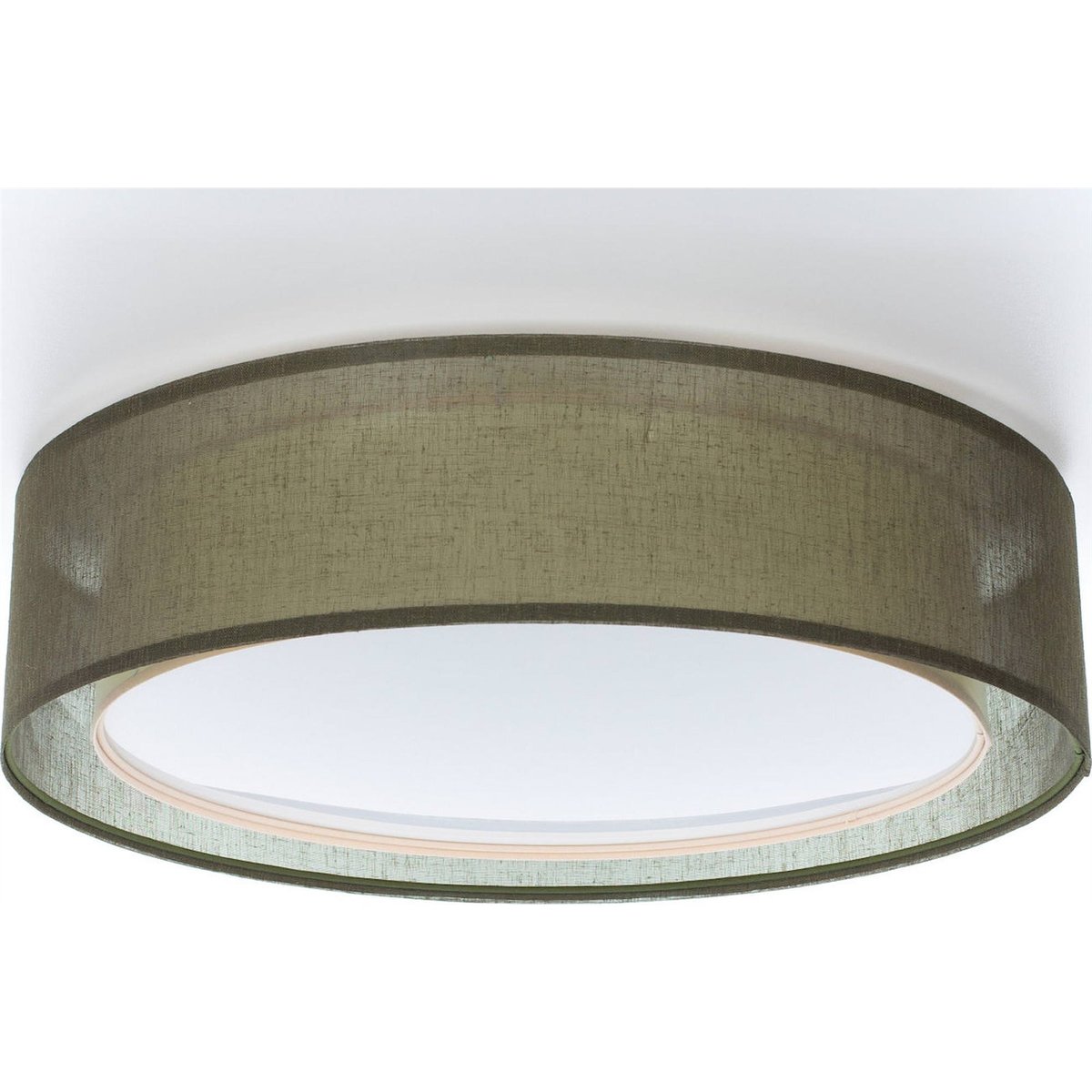 Plafonnier double en tissu rond Puro vert tissu semi-transparent, BPS KONCEPT