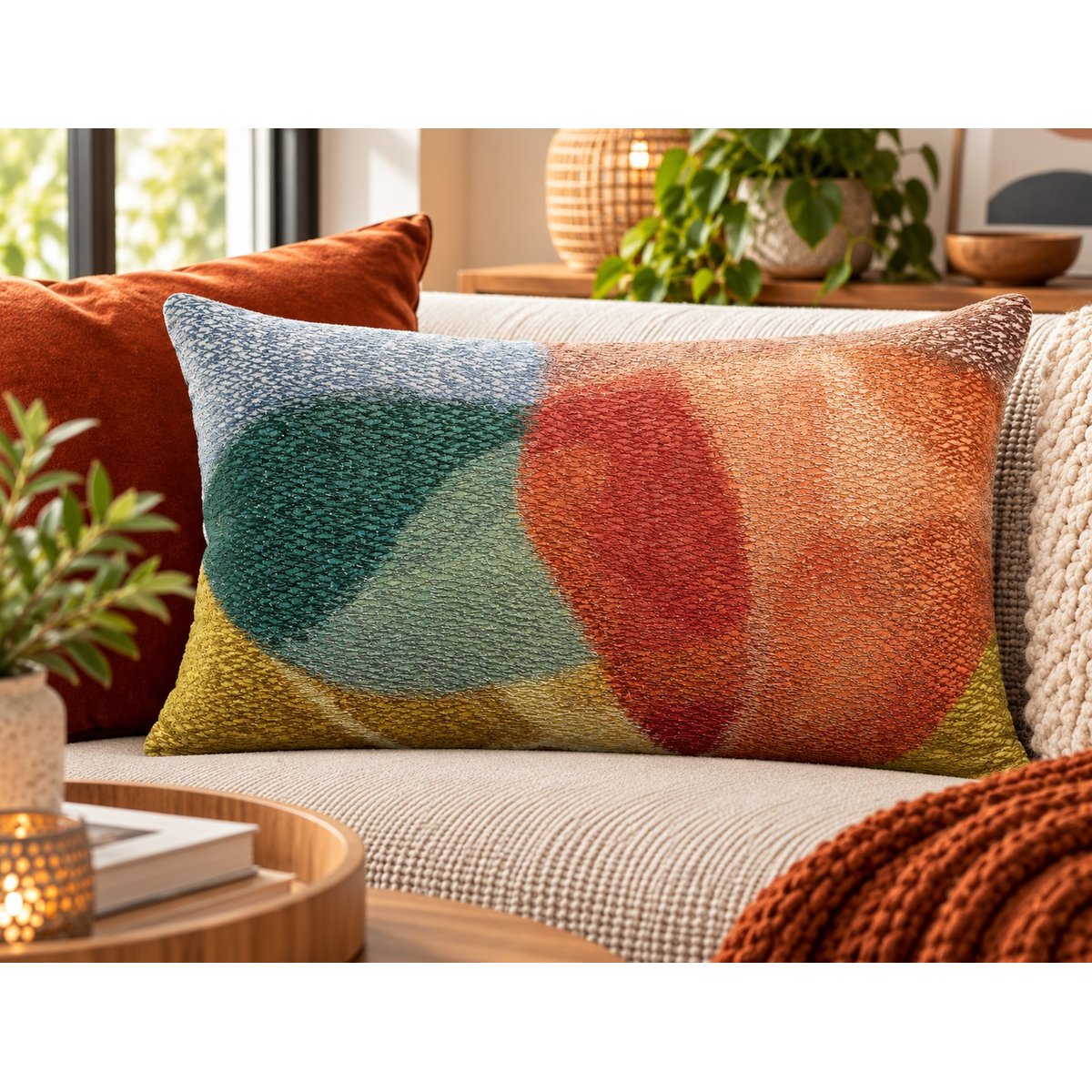 Coussin brodé Envolée Douce multico, EDEN