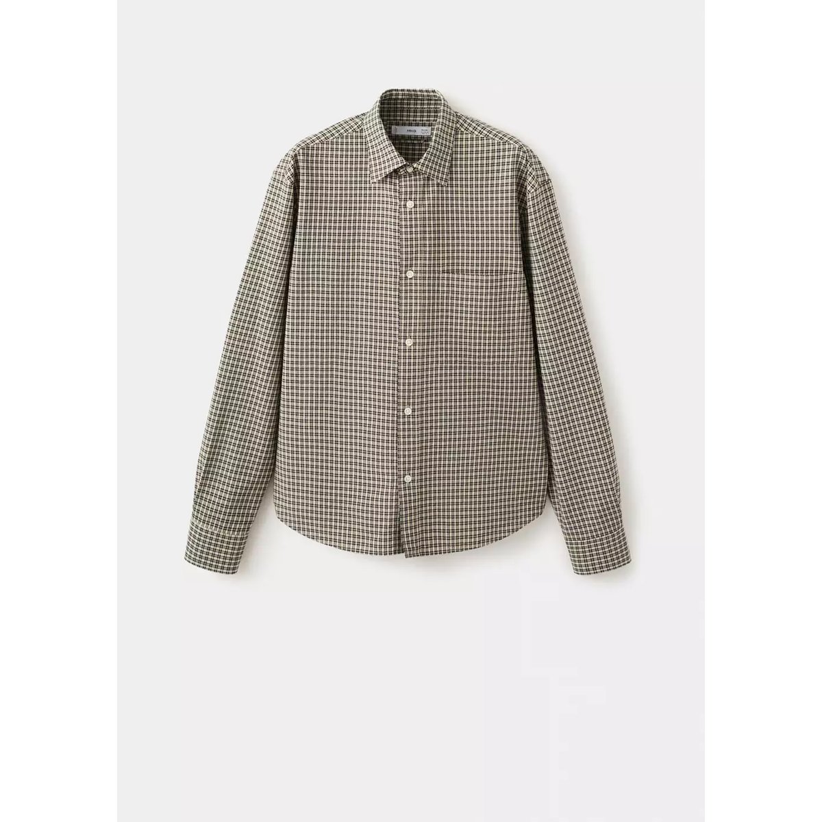 Chemise regular fit à carreaux en coton beige, MANGO MAN