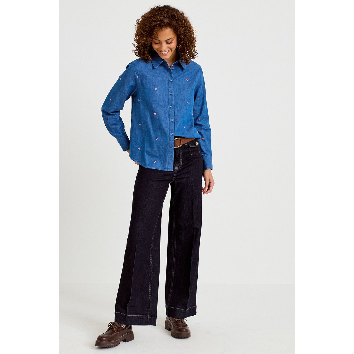 Chemise jean coeur denim stone, CACHE CACHE