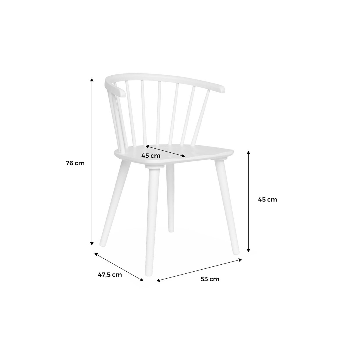 Chaise à barreaux bois d'hévéa et contreplaqué (lot de 4) PAULA naturel, SWEEEK