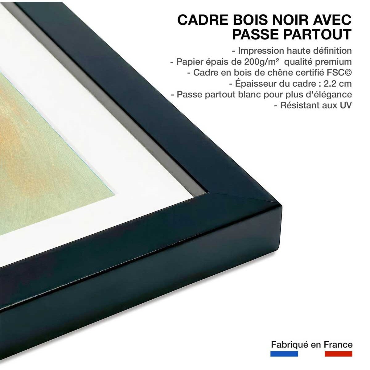 Poster orange blush affiche + cadre en bois - noir, HEXOA