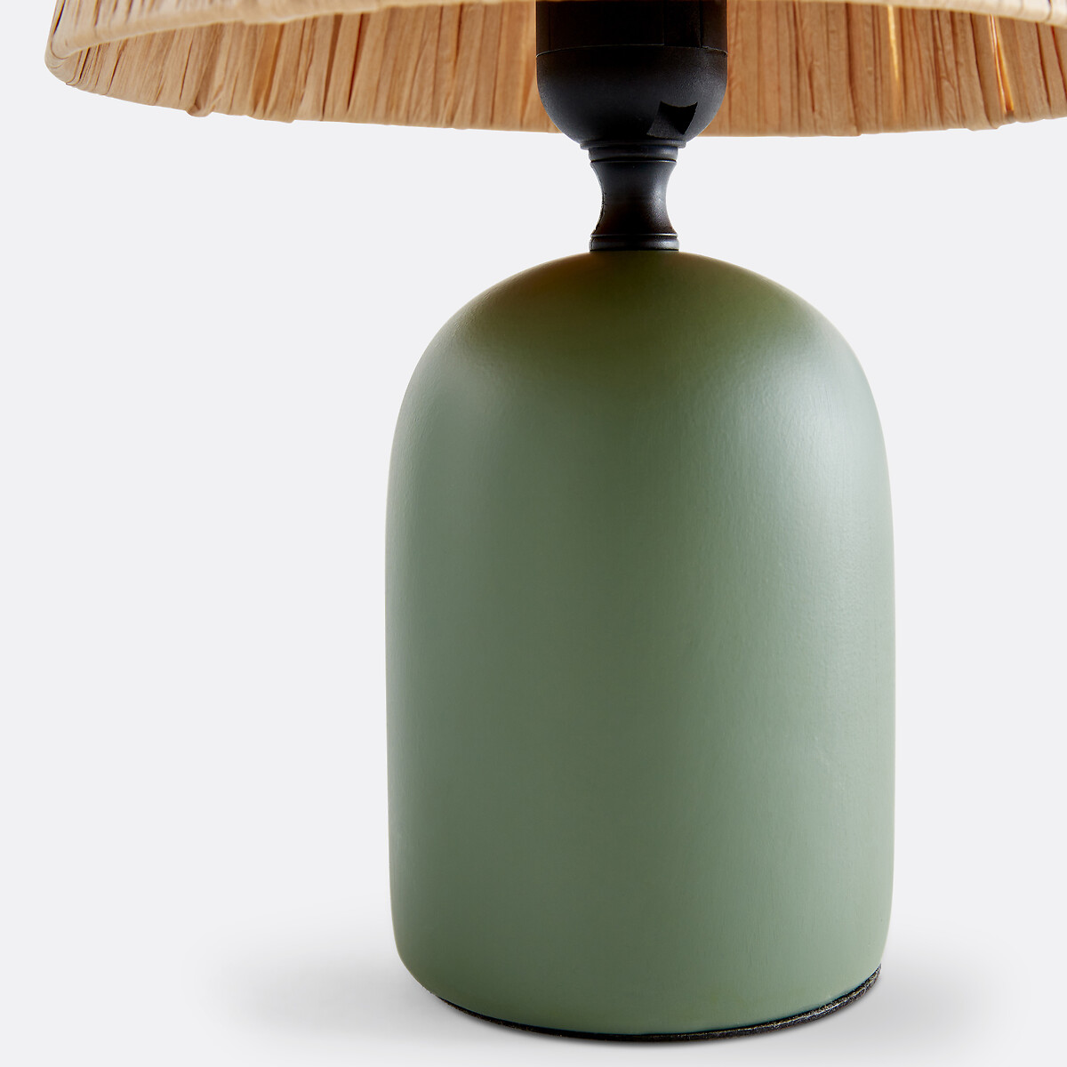 Lampe à poser céramique et raphia, Doblio naturel/vert de gris, LA REDOUTE INTERIEURS