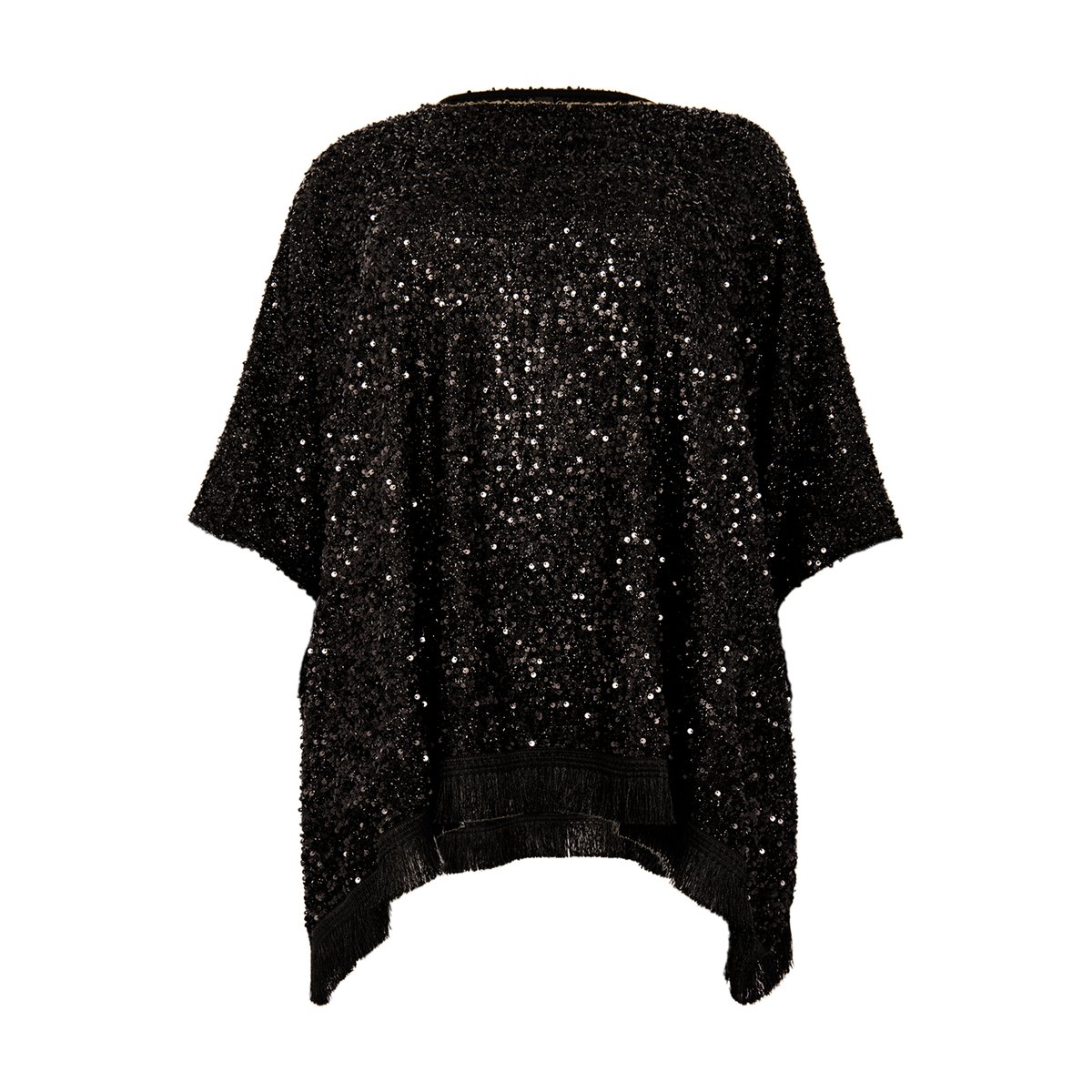 Poncho ornementée de sequins noir, YOEK