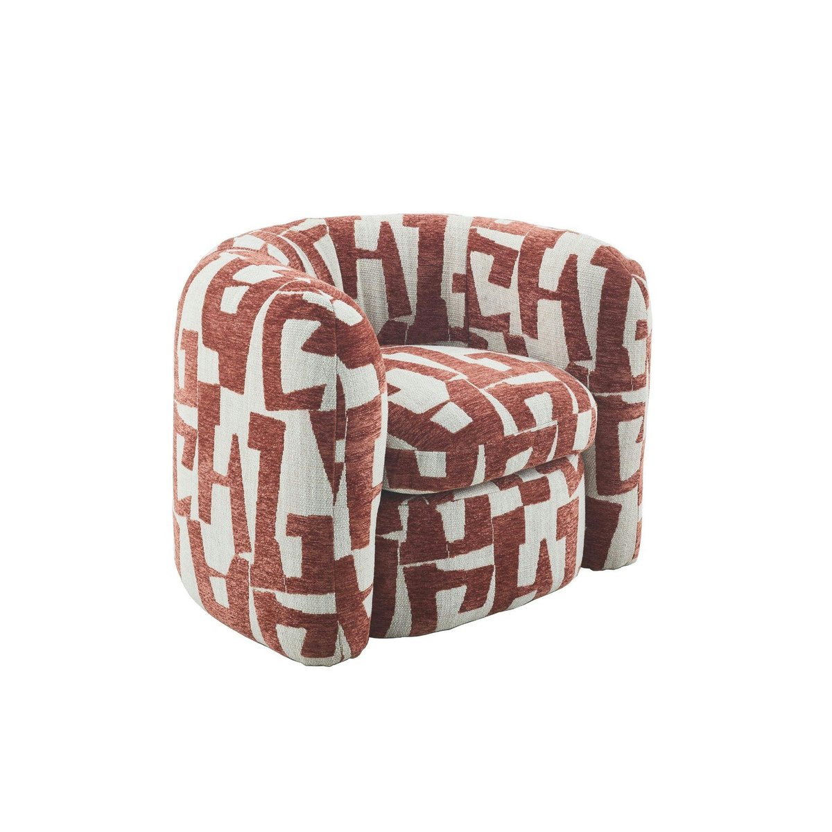 Fauteuil de salon rond motif art déco CORTINA rouge, PIER IMPORT