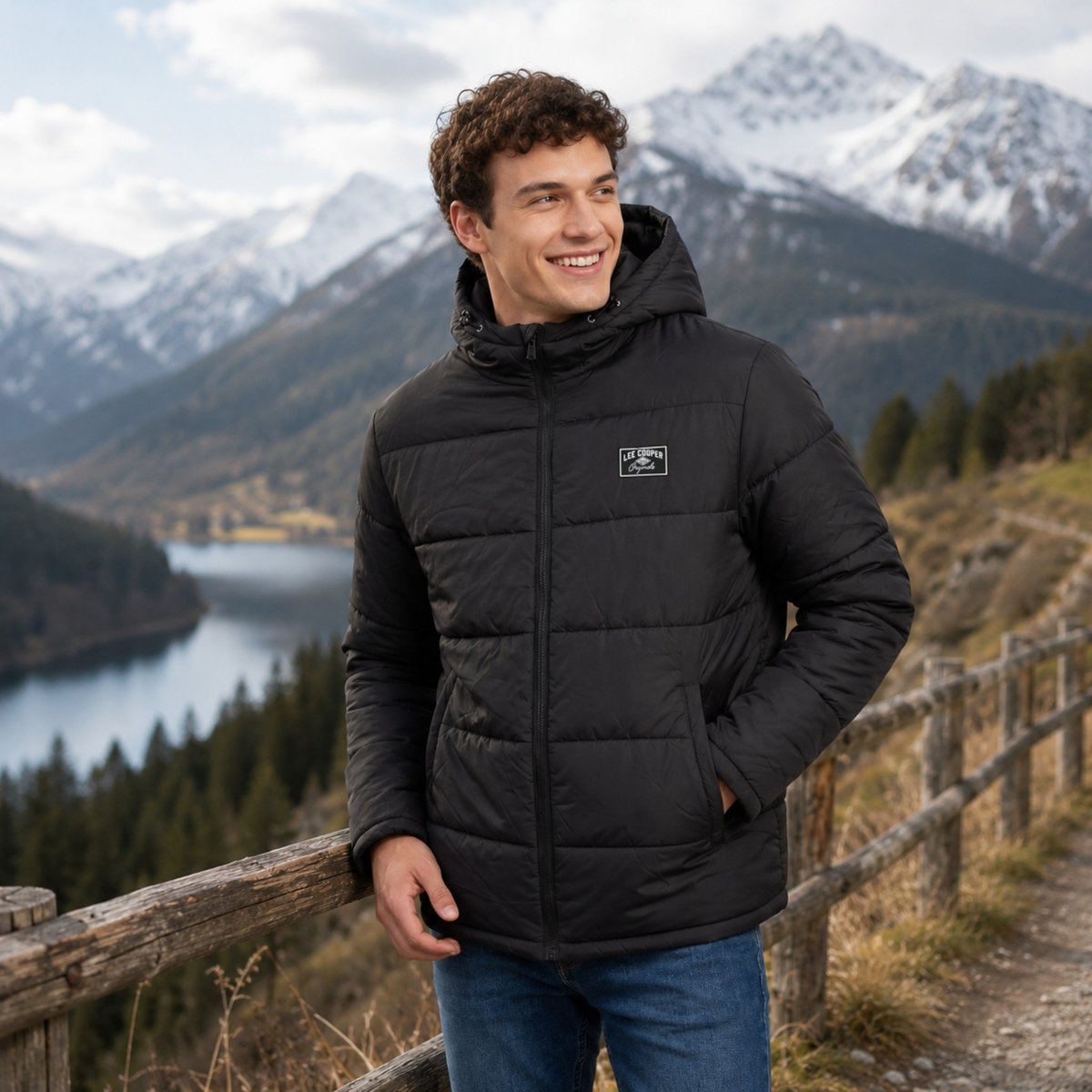 Doudoune matelassée zippée, poches zippées HIMALAYA noir, LEE COOPER