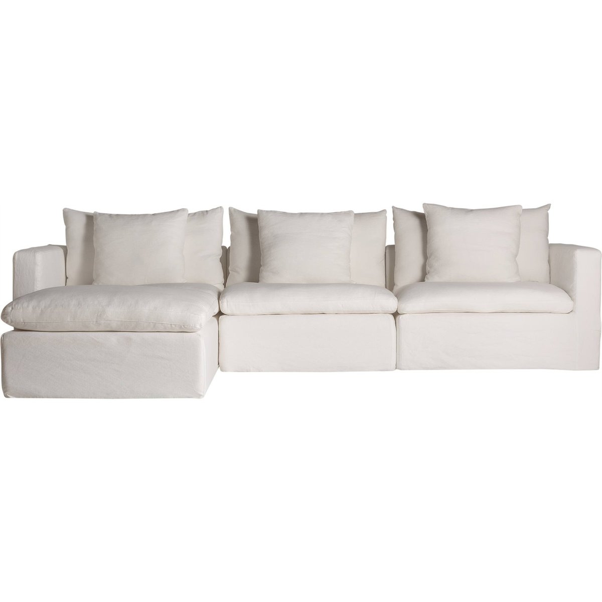 Repose-pieds modulable en lin style art déco blanc cassé textile, RECOLLECTION