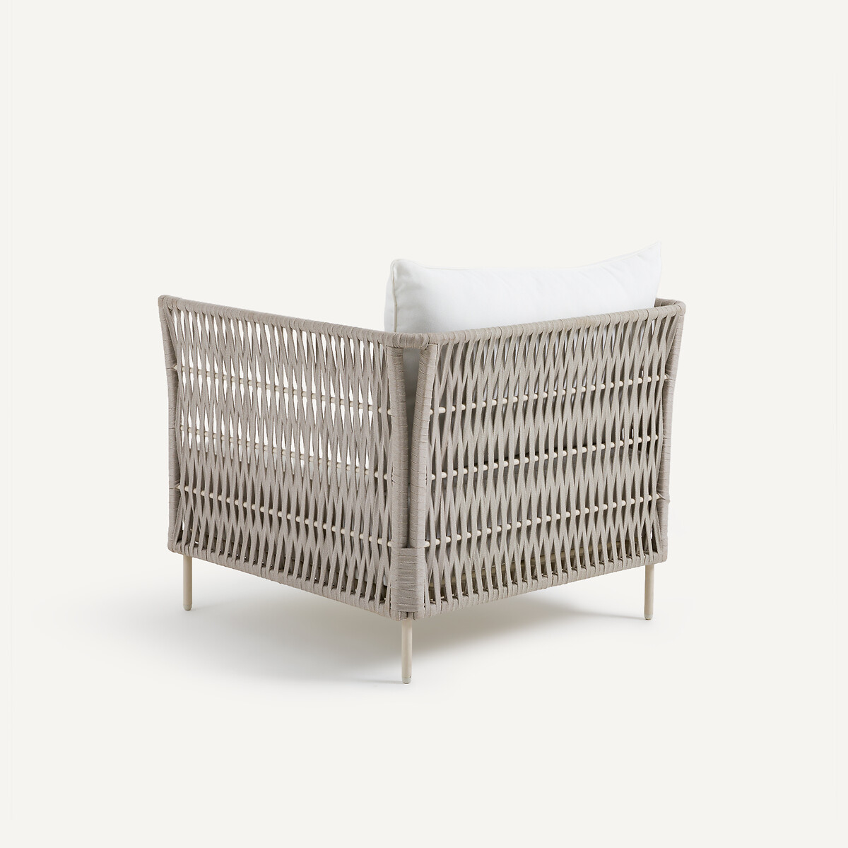 Fauteuil de jardin en sangles tressées, LEANDRA naturel/blanc, AM.PM