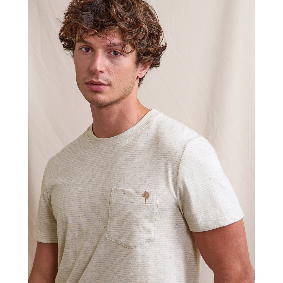 T-shirt OLONNE crème et beige clair, FAGUO
