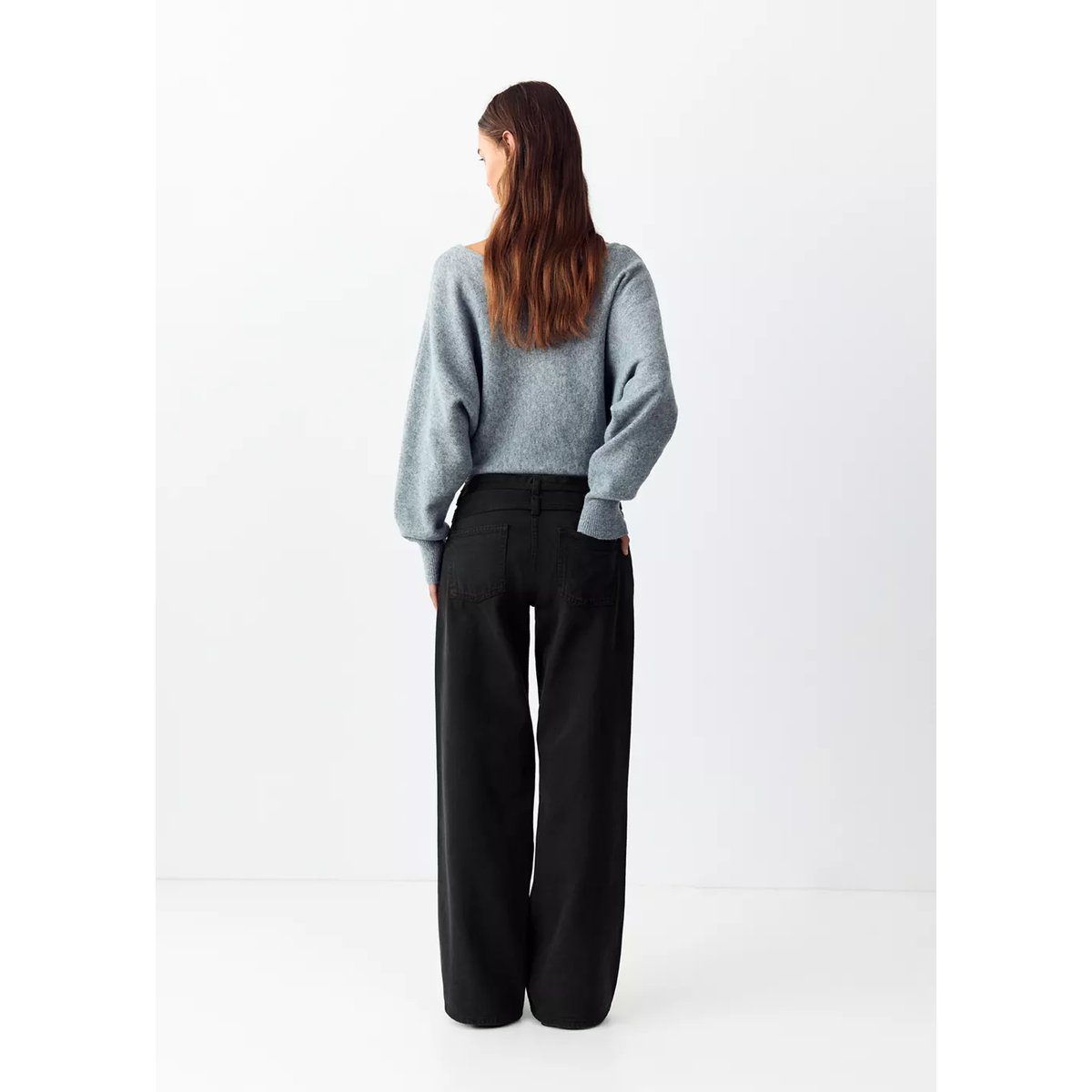 Jean wide leg avec double ceinture gris anthracite, MANGO TEEN