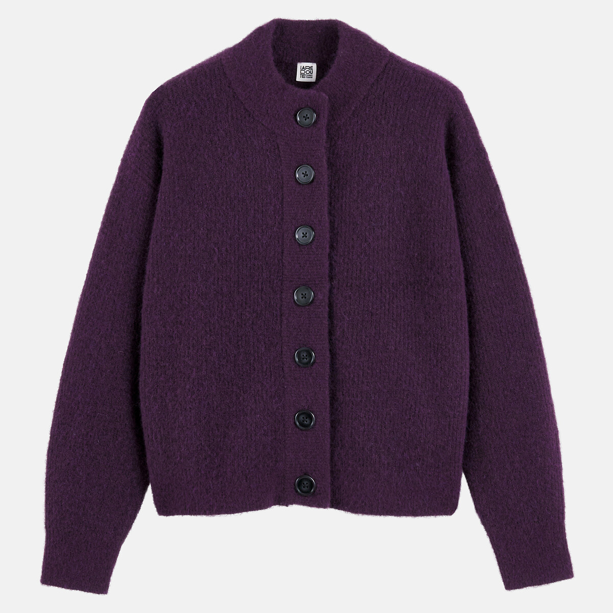 Chaqueta de cuello alto de punto grueso violeta oscuro, LA REDOUTE COLLECTIONS