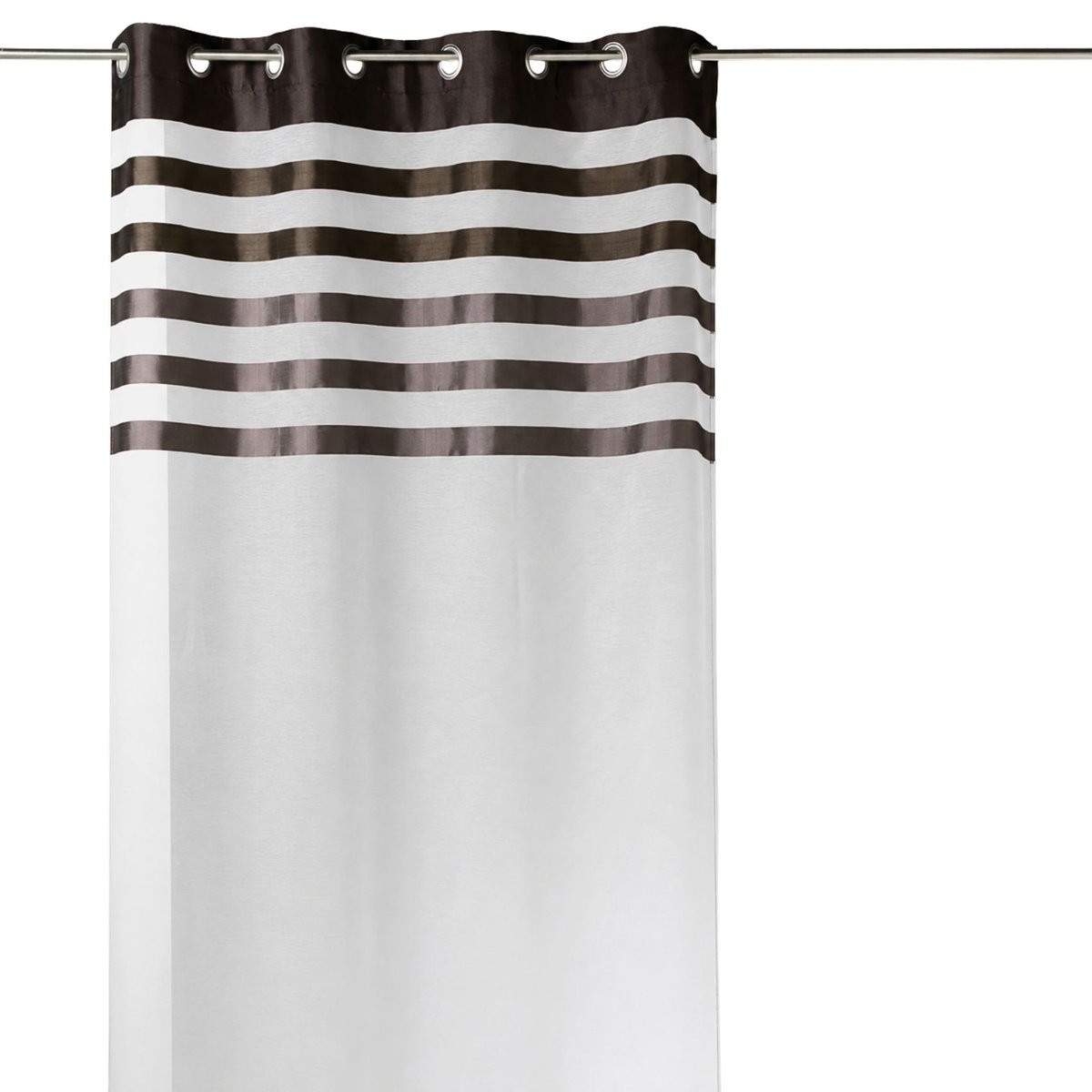 Voilage avec parement à rayures satinées taupe, HOME MAISON