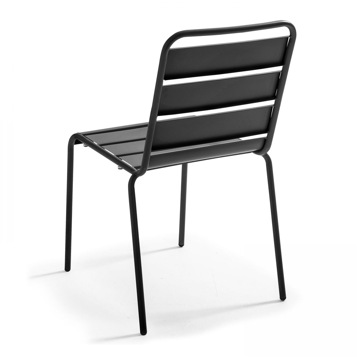 Table inclinable en HPL et 2 chaises en métal gris anthracite, OVIALA