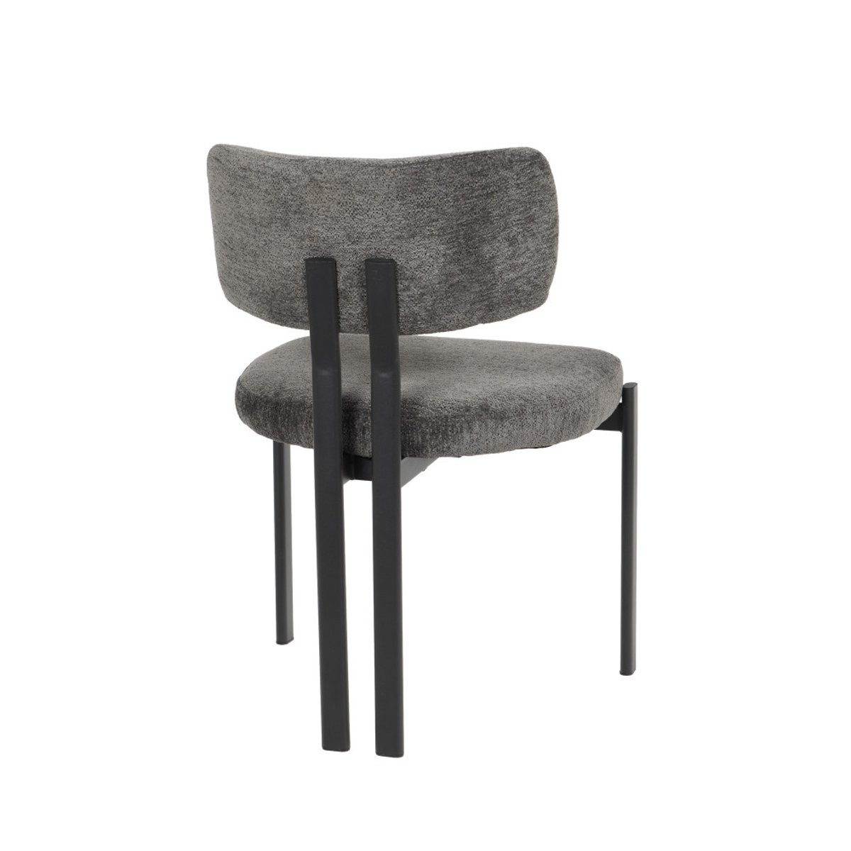 Chaise de salle à manger Gleen foncé avec piètement noir (lot de 2) gris, AMADEUS