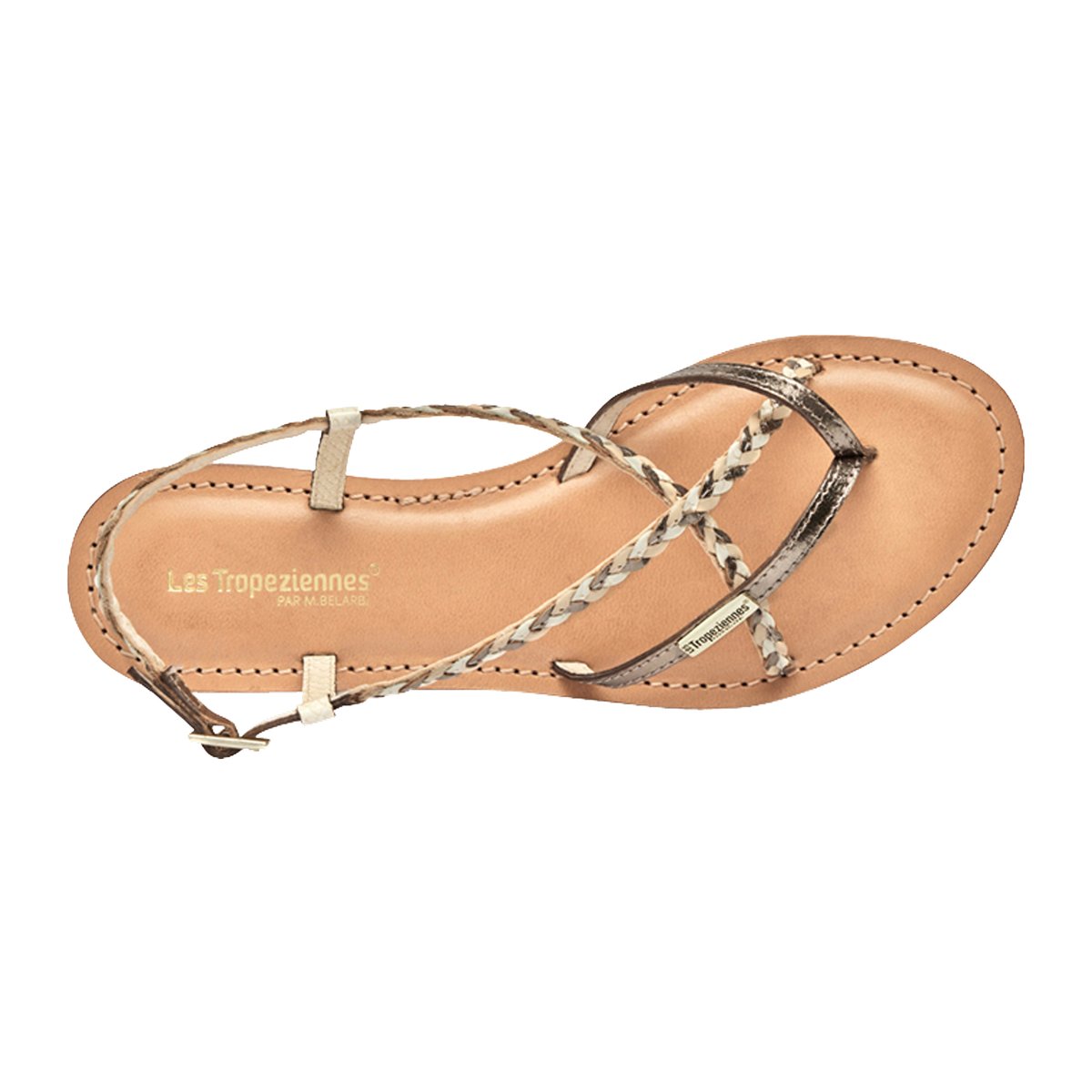 Sandales plates entre-doigt en cuir MONATRES bronze, LES TROPEZIENNES PAR M.BELARBI