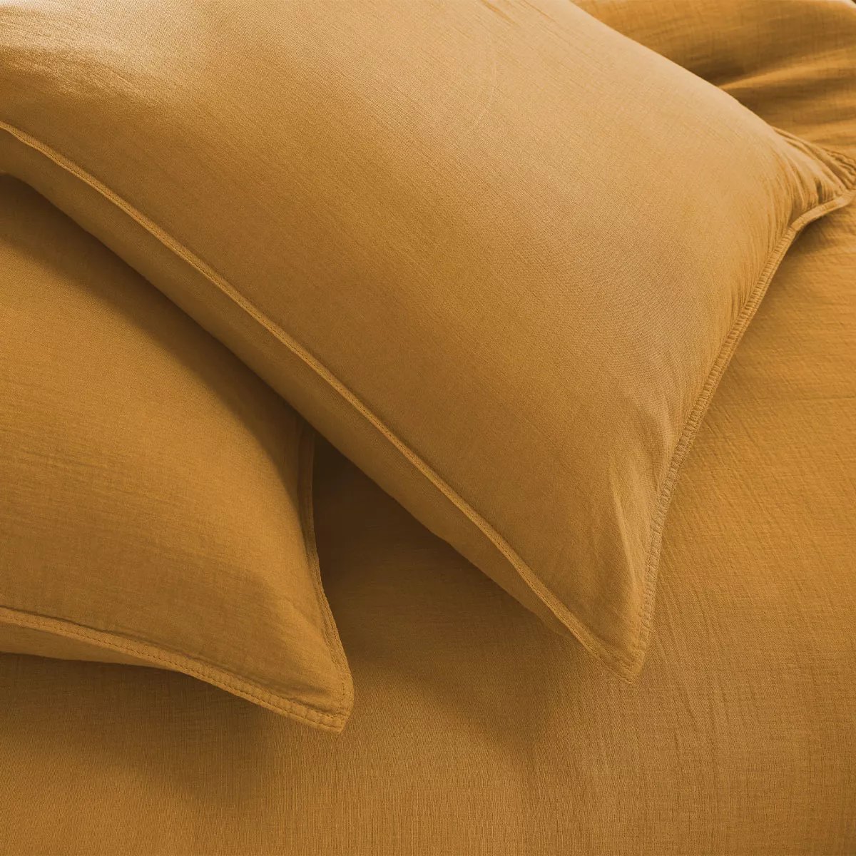 Housse de couette gaze de coton lavé MALIA curry, GARNIER THIEBAUT