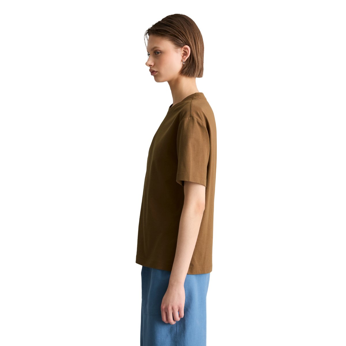 T-shirt basique regular en coton organique marron, MARC O’POLO DENIM