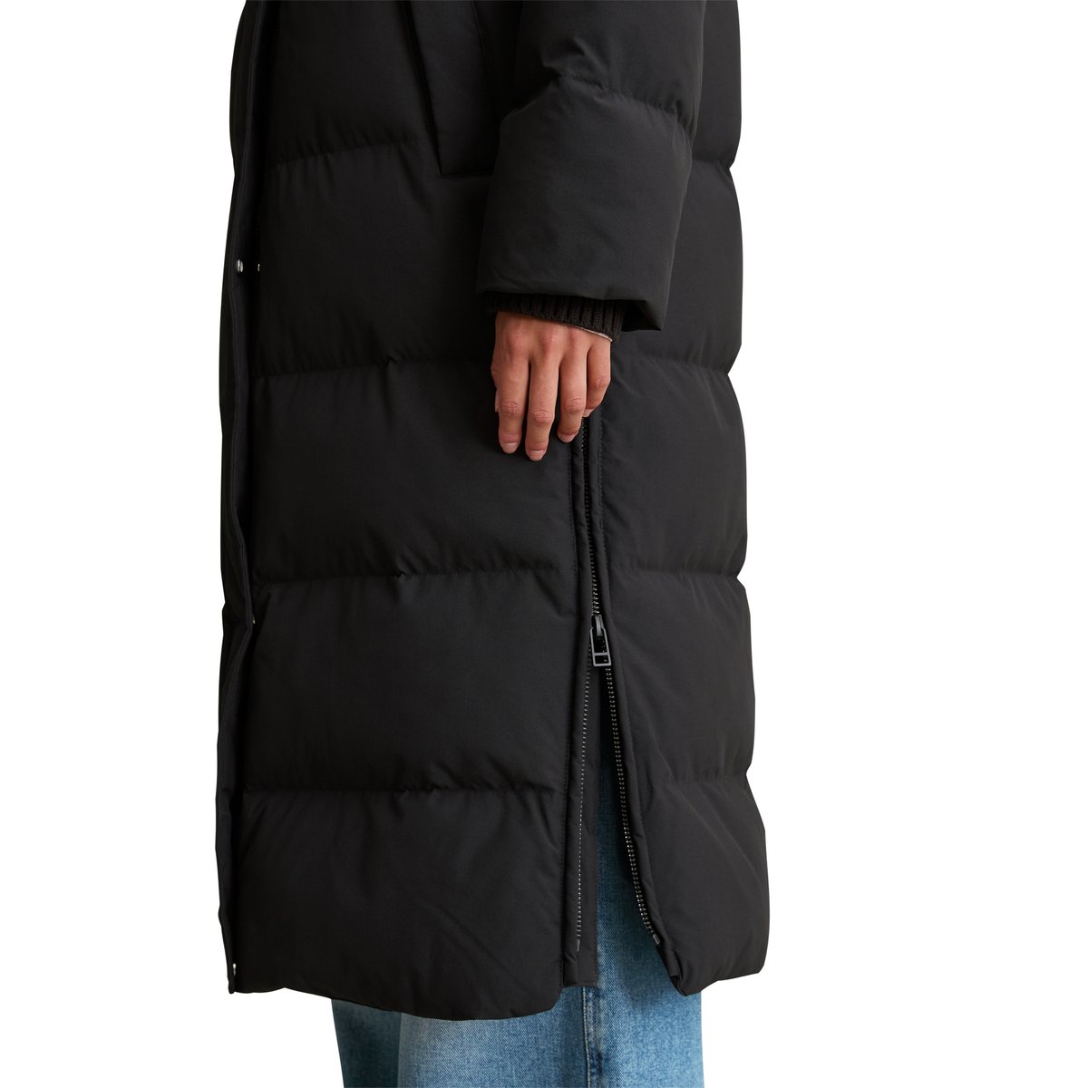 Manteau bouffant regular avec capuche tricotée amovible noir, MARC O’POLO DENIM