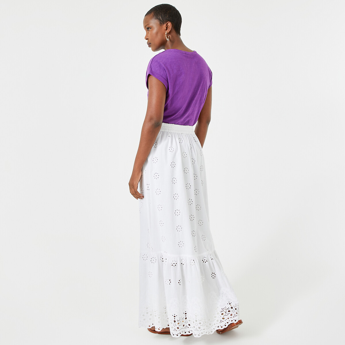 Full Maxi Skirt in Broderie Anglaise ivory, ANNE WEYBURN