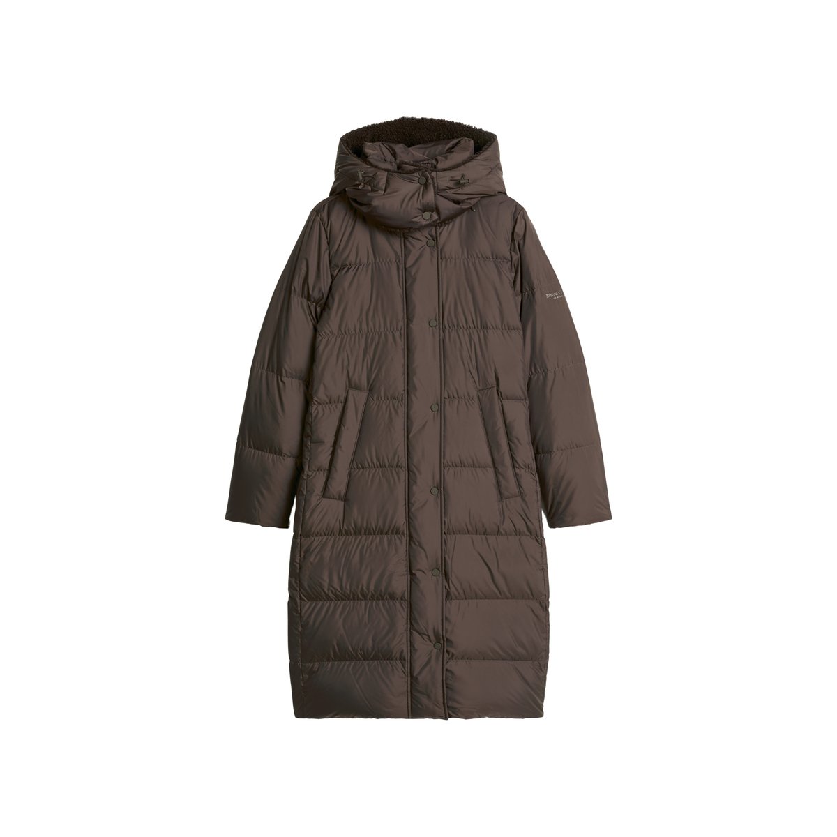 Manteau matelassé en duvet à capuche, coupe régulière avec une surface hydrofuge marron, MARC O'POLO