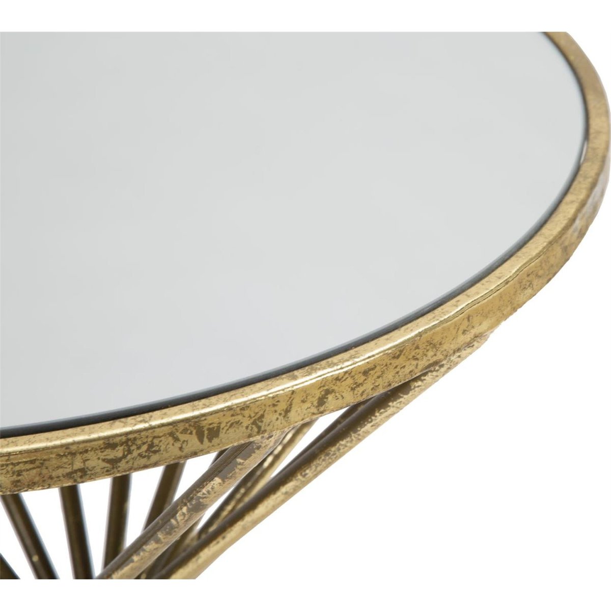 Table d'appoint ronde fer plateau verre GLAM doré et verre, RECOLLECTION