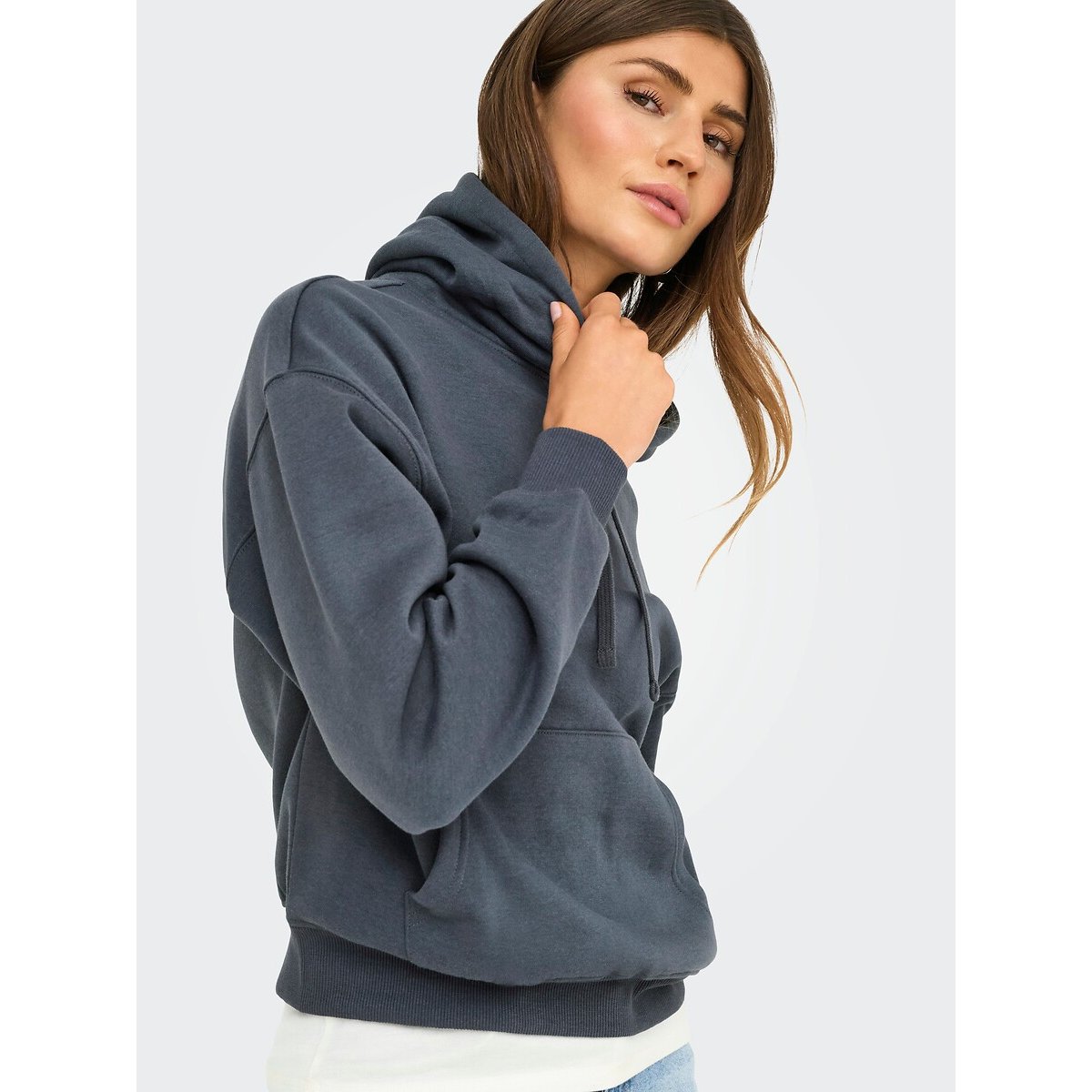 Sweat à capuche bleu foncé denim, ONLY