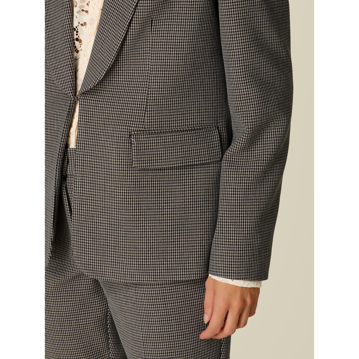 Blazer pied-de-poule avec poches à rabat gris, OLTRE