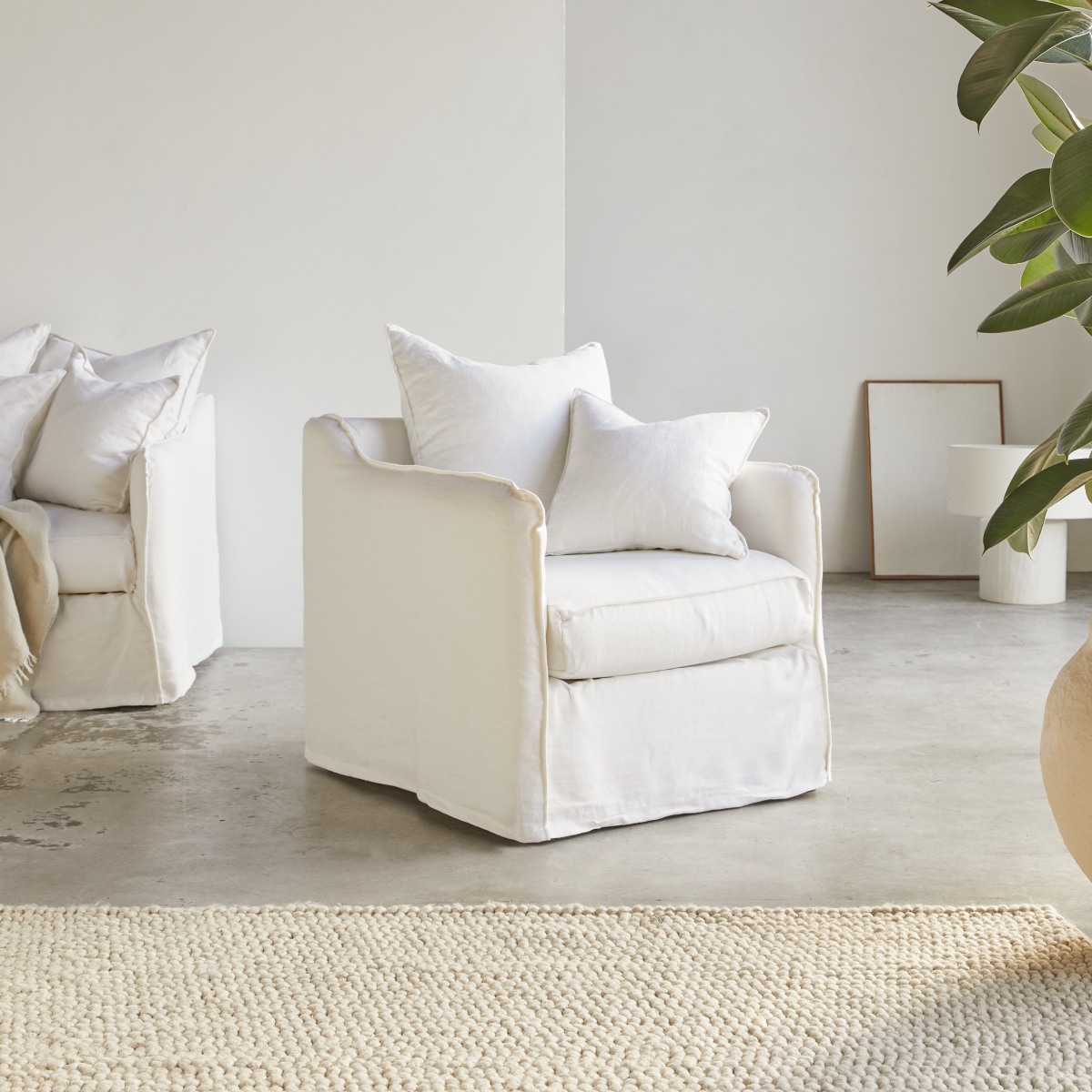 Fauteuil en Tissu massif, ARIANE blanc, TIKAMOON
