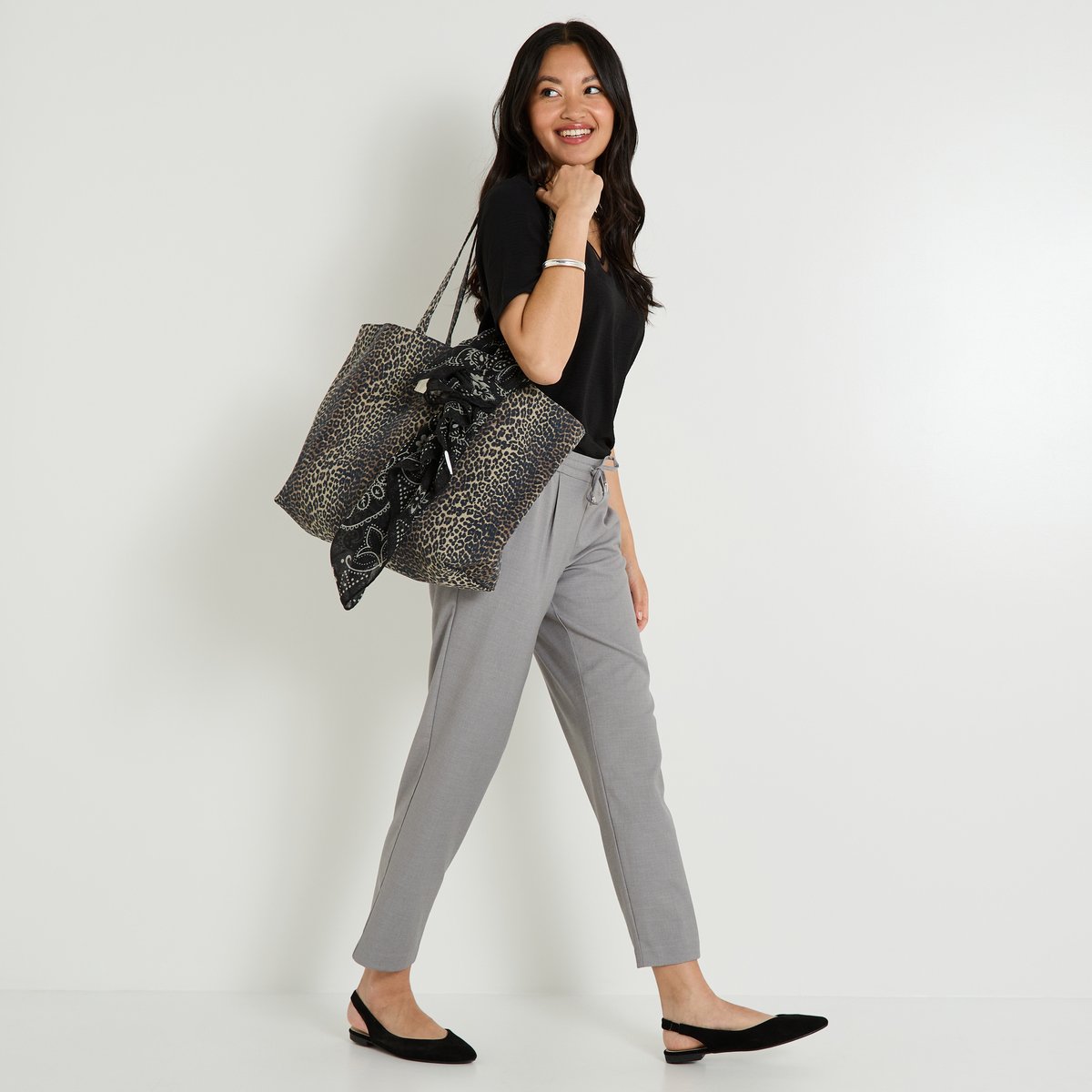 Pantalon taille élastiquée gris, GRAIN DE MALICE