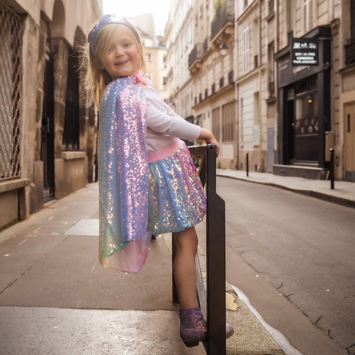 Déguisement enfant cape à sequins pastel multicolore, GREAT PRETENDERS