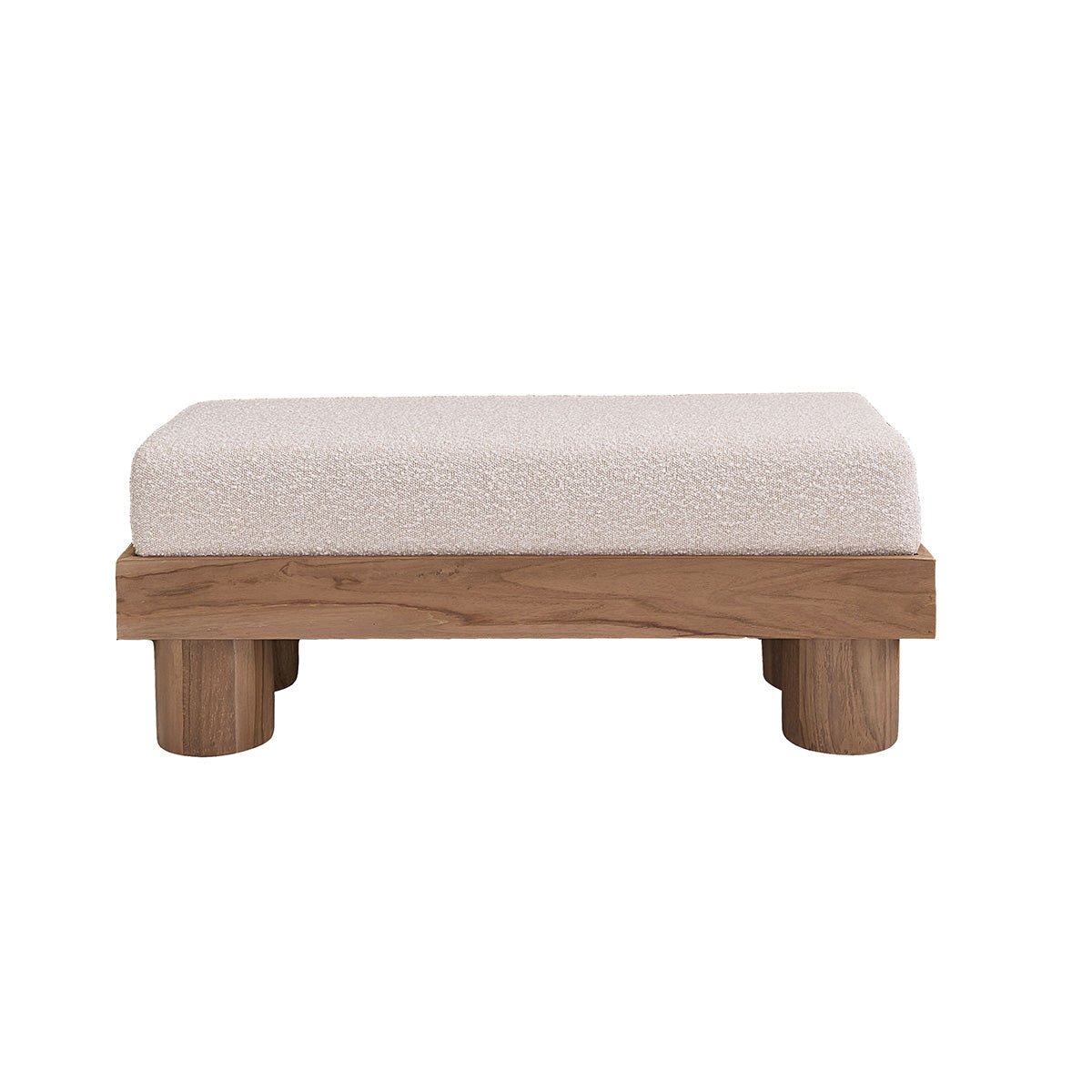 Banc en bois de teck et tissu bouclette 100 cm THÉODORE naturel, BERAH GETAH