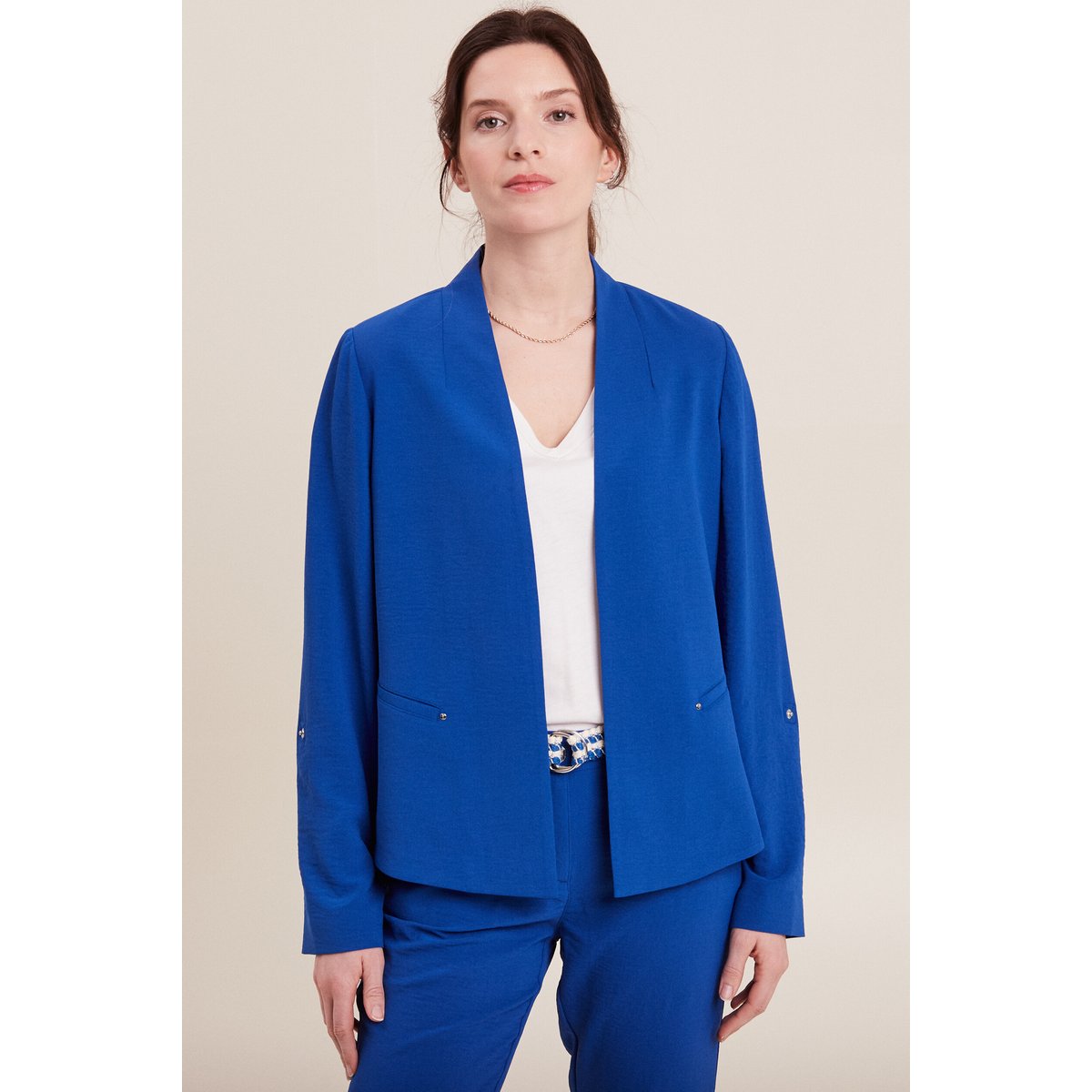 Veste droite fluide bleu electrique, BREAL